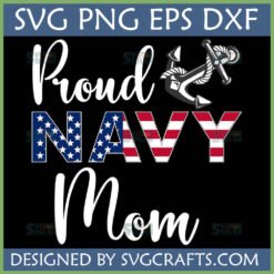 Proud Navy Mom SVG digital design with patriotic flag letters and anchor graphic