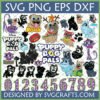 Disney Puppy Dog Pals SVG Bundle featuring Bingo, Rolly, Hissy, ARF, paw print numbers, and the show's logo, perfect for Cricut and Silhouette projects.