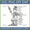 Full Armor of God SVG design featuring a cartoon warrior with labeled armor from Ephesians 6:10-17, suitable for Cricut and Christian crafts.