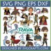 Raya and the Last Dragon SVG PNG DXF EPS Bundle featuring Raya, Sisu, Tuk Tuk, Boun, Tong, and Noi characters for Cricut and sublimation crafts.