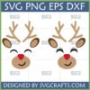 Cute Reindeer Face SVG Bundle with male and female reindeer designs for Christmas crafts