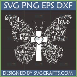 Faith Butterfly SVG design with Christian words and cross by SVGCrafts