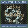 Resting Beachy Face SVG PNG EPS DXF file for Cricut, featuring a humorous quote and outline of a woman's face with flowing hair, designed by SVGCrafts.