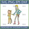Rick and Morty Tiger King Parody SVG featuring Rick as Joe Exotic holding Morty in a tiger costume on a leash