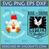 Funny Mother Cluckers SVG bundle with cute cartoon chicken and rustic rooster for Cricut projects.