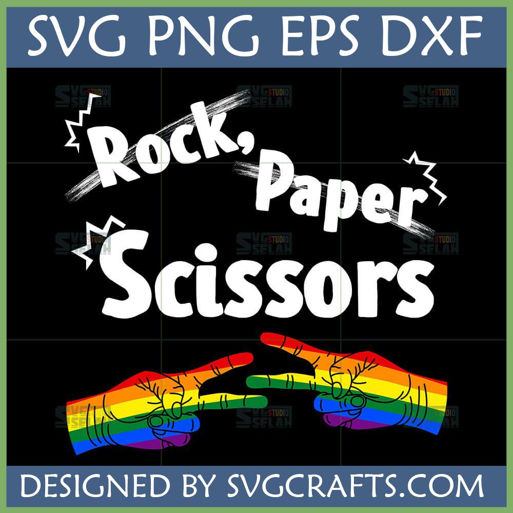 Rock Paper Scissors Pride SVG with rainbow hands making scissors gesture