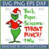 Funny Grinch Rock Paper Scissors SVG design for Christmas crafts