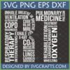 Respiratory Therapy R Letter Word Art SVG design with medical terms