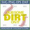 Rub Some Dirt On It SVG PNG EPS DXF digital design for baseball and softball crafts