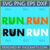 Run SVG File with stylized U in green, orange, black, and white on a blue background by SVGCrafts