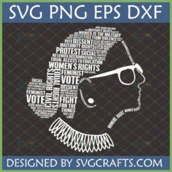 RBG Women's Rights SVG word art silhouette for Cricut and Silhouette projects