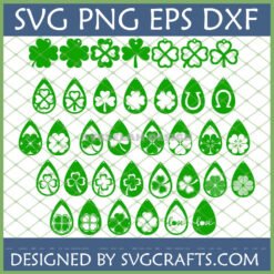 St. Patrick's Day Earring SVG Bundle with various shamrock and clover designs for Cricut