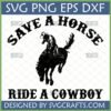 Save A Horse Ride A Cowboy SVG design with cowboy on bucking horse silhouette