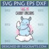 Cute light blue baby rhino sitting on a cloud with text 'SAVE ME CHUBBY UNICORNS' in SVG PNG EPS DXF formats for crafting.