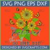 She Believed She Could So She Did SVG design with sunflowers and butterflies for Cricut projects