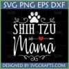 Shih Tzu Mama SVG design with paw print, heart arrow for Cricut and Silhouette