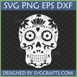 Floral Day of the Dead Sugar Skull SVG design for Cricut and Silhouette