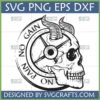 No Pain No Gain Skull SVG with Weight Plate and Horns for Gym Motivation