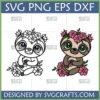 Cute Sloth SVG with Flower Crown digital design for Cricut and sublimation
