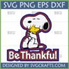 Snoopy Be Thankful SVG with Snoopy hugging Woodstock for Thanksgiving crafts