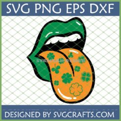 Lucky Lips Shamrock Tongue SVG digital design for St Patrick's Day crafts