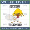 Speedy Gonzales SVG PNG DXF EPS digital file for Cricut and sublimation, featuring the fast Looney Tunes cartoon mouse in a yellow sombrero.
