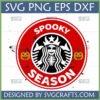 Spooky Season Starbucks Skeleton Mermaid SVG design with jack-o-lanterns