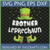 Brother Leprechaun SVG design with green hat, shoes, and shamrocks for St. Patrick's Day crafting.