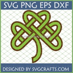 Intricate green and brown Celtic knot shamrock SVG design for St. Patrick's Day crafting