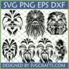 Collection of seven unique Chewbacca SVG designs for Star Wars crafting