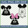 Star Wars Mickey Ears SVG Bundle featuring Darth Vader, Chewbacca, and Minnie Vader designs for Cricut and Silhouette projects