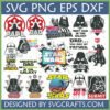 A collage of Star Wars Dad SVG designs featuring Darth Vader, Death Star, and TIE Fighters, perfect for Father's Day crafts.