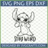 Stitch Stay Weird SVG digital file for Cricut, featuring Disney's Lilo & Stitch character winking with 'Stay Weird' text.