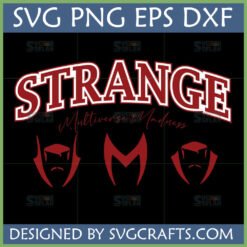 Doctor Strange Multiverse of Madness SVG bundle with Scarlet Witch symbol and movie title for Cricut and sublimation.