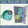 Monsters Inc SVG Bundle featuring Sulley, Mike Wazowski, and Boo for Cricut and Silhouette projects.