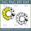 Two versions of a Sunflower Butterfly Monogram SVG design, one in yellow and one outline, both with a blank circle for initials and surrounded by butterflies. Perfect for Cricut and Silhouette.