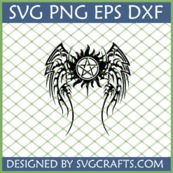 Supernatural Pentagram Wings SVG for Cricut and Silhouette