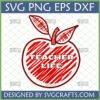 Teacher Life SVG - Hand-drawn sketchy apple design with 'Teacher Life' text, ideal for Cricut, Silhouette, and sublimation printing.