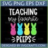 Teaching My Favorite Peeps SVG PNG DXF EPS digital file for teachers, featuring colorful marshmallow bunnies and a funny Easter message for Cricut projects and sublimation.