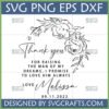 Mother of the Groom Thank You SVG floral design with name and date