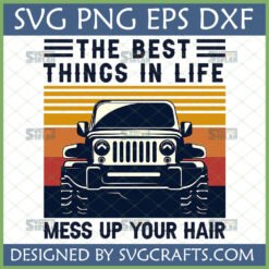 Retro Jeep Messy Hair SVG design for off-road enthusiasts