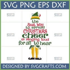 Buddy the Elf Christmas SVG design with hat, quote, and legs.