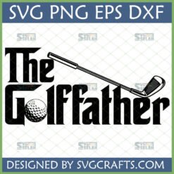 The Golffather SVG design featuring a golf ball and club in a Godfather movie parody style, perfect for golf dad gifts.