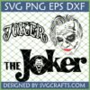 Joker SVG Bundle for Cricut featuring Heath Ledger Joker face, stylized JOKER text, and THE Joker clown face logo