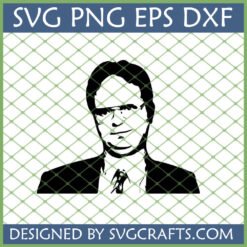 Dwight Schrute SVG digital file with black silhouette of the character from The Office, perfect for Cricut and Silhouette projects.