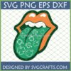 St Patrick's Day Lips SVG design with green tongue and shamrocks, orange lips, perfect for Cricut and sublimation crafts.