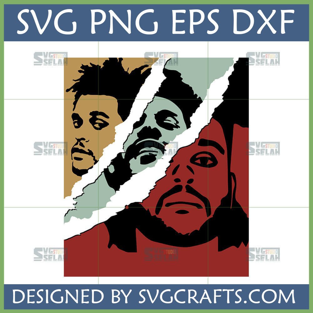 The Weeknd Pop Art SVG digital design for Cricut and Silhouette, featuring Abel Tesfaye in a multi-layered, torn paper style.