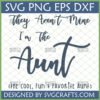 Funny Aunt SVG design 'They Aren't Mine I'm The Aunt' on a grid background, showing file formats SVG PNG EPS DXF.