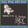 Two Funny Voodoo Doll Thinking of You SVG designs, one colored and one outline, with pins and text.