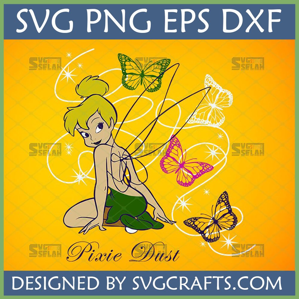 Whimsical Tinker Bell Pixie Dust SVG digital design with butterflies for Cricut and sublimation